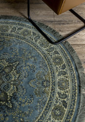 DUTCHBONE Bodega Teppich, rund – grünes Acryl, Polyester, Viskose (175)