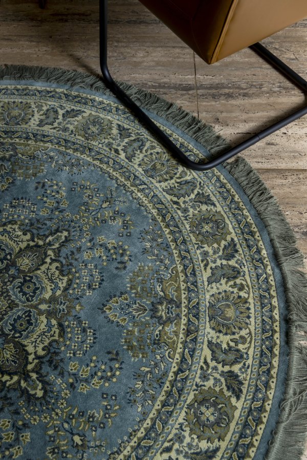 DUTCHBONE Bodega Teppich, rund – grünes Acryl, Polyester, Viskose (175)