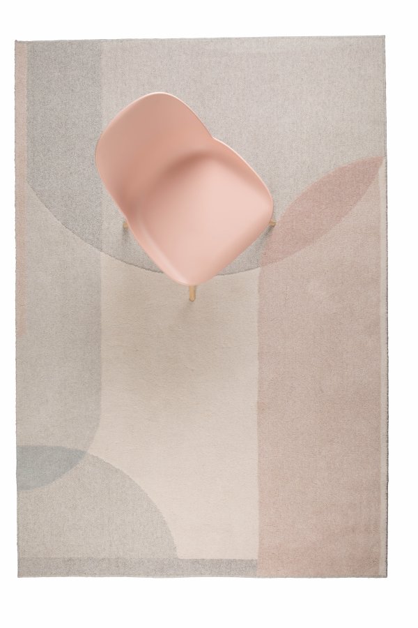 ZUIVER Drmmeteppe, med mnster - naturlig og rosa ull (160x230)