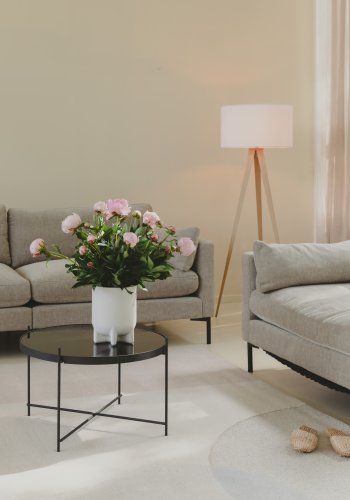 ZUIVER Drmmeteppe, med mnster - naturlig og rosa ull (200x300)