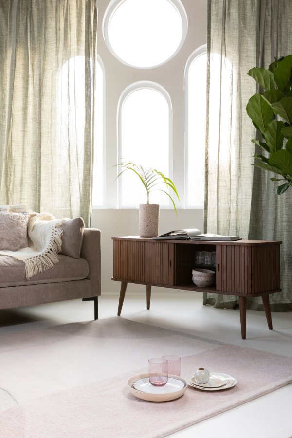 ZUIVER Drmmeteppe, med mnster - naturlig og rosa ull (200x300)