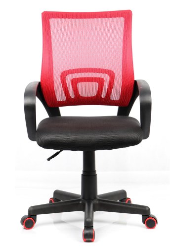 Tinos kontorstol, m. armln - sort og rd nylon fleece