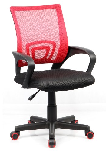 Tinos kontorstol, m. armln - sort og rd nylon fleece