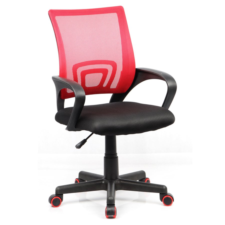 Tinos kontorstol, m. armln - sort og rd nylon fleece