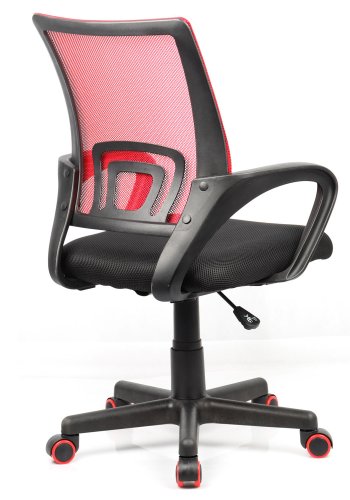 Tinos kontorstol, m. armln - sort og rd nylon fleece