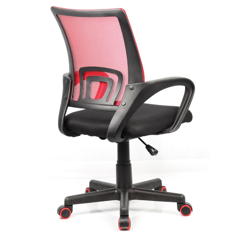 Tinos kontorstol, m. armln - sort og rd nylon fleece