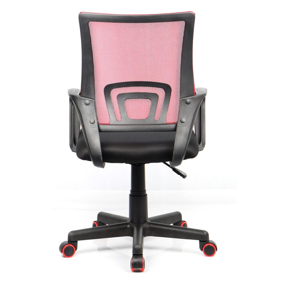 Tinos kontorstol, m. armln - sort og rd nylon fleece