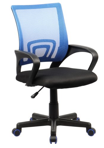 Tinos kontorstol, m. armln - sort og bl nylon fleece
