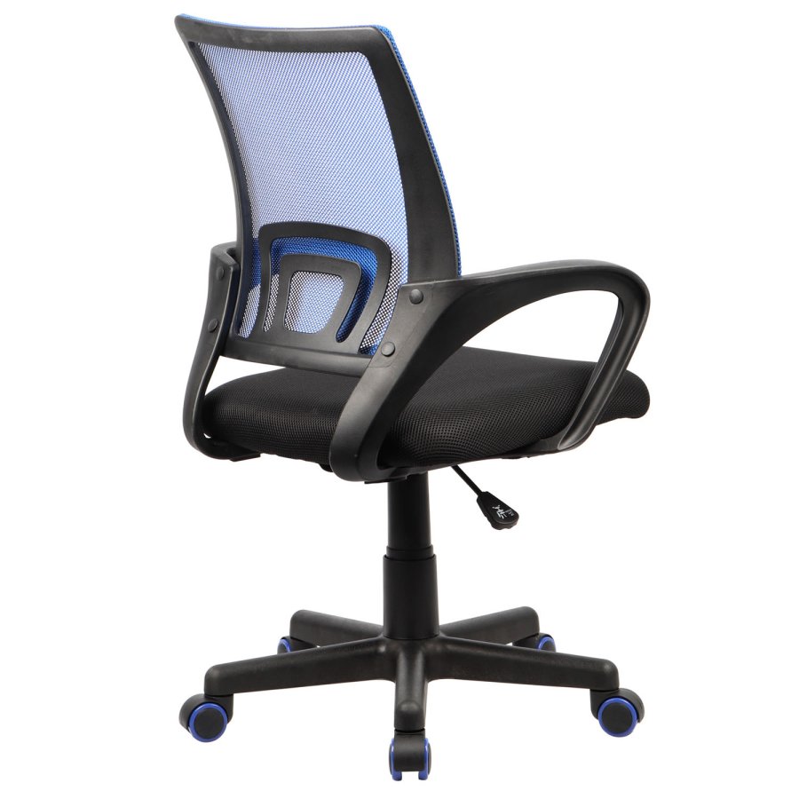 Tinos kontorstol, m. armln - sort og bl nylon fleece