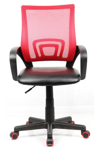 Offal Bürostuhl, mit Armlehnen - schwarzes und rotes Nylonfleece und PU
