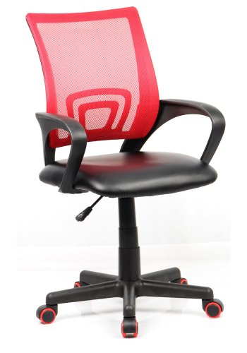 Offal Bürostuhl, mit Armlehnen - schwarzes und rotes Nylonfleece und PU