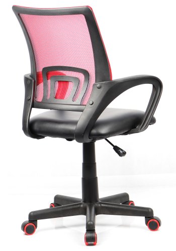 Offal Bürostuhl, mit Armlehnen - schwarzes und rotes Nylonfleece und PU