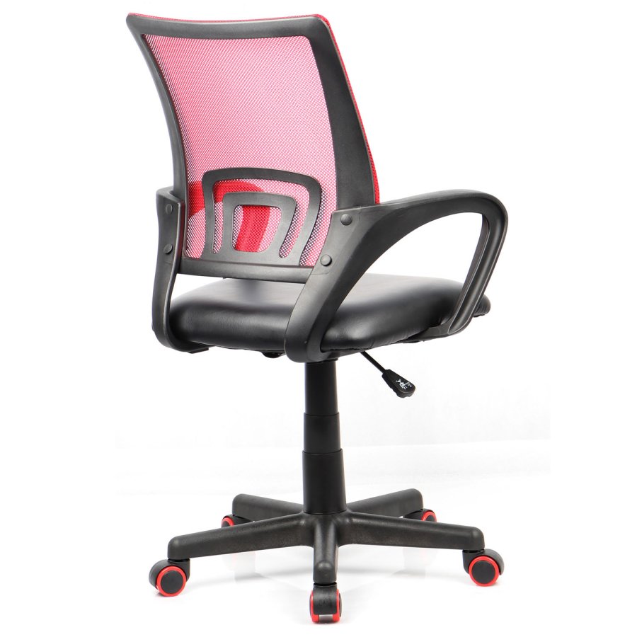 Offal Bürostuhl, mit Armlehnen - schwarzes und rotes Nylonfleece und PU