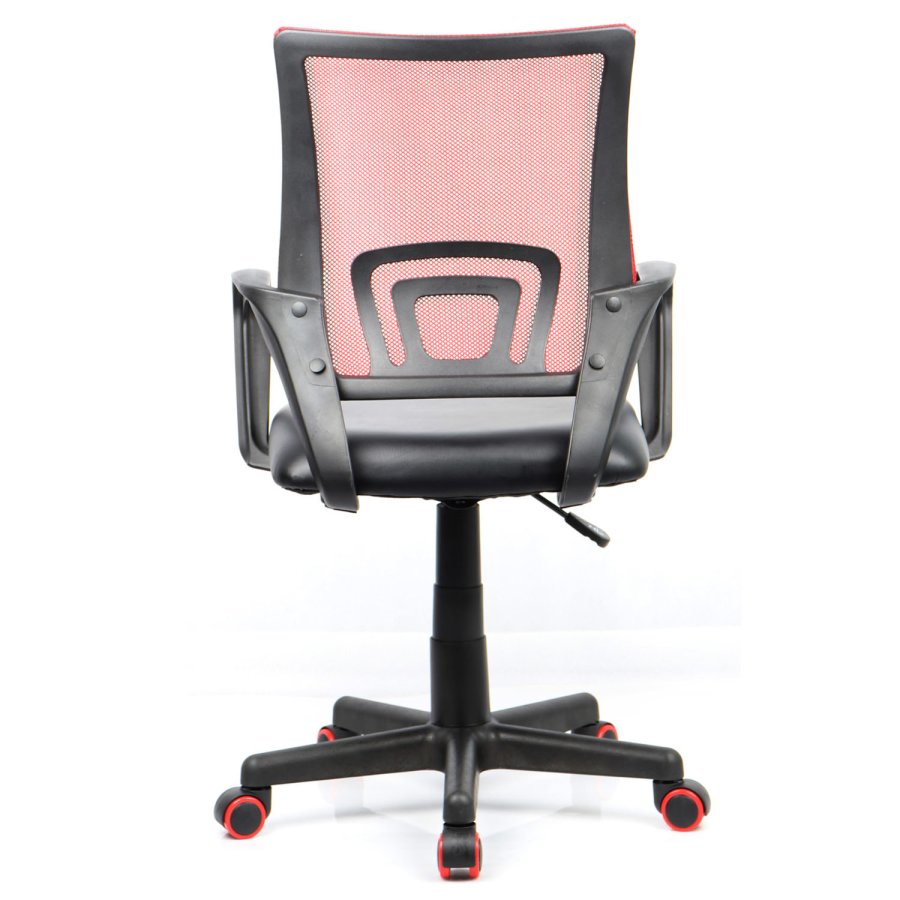 Offal Bürostuhl, mit Armlehnen - schwarzes und rotes Nylonfleece und PU