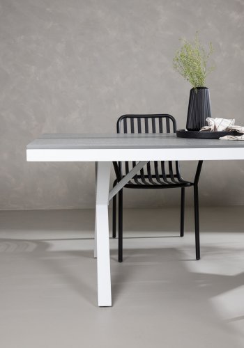 VENTURE DESIGN Garcia Gartentisch, rechteckig – hellgraues Aintwood und weißes Aluminium (100x200)