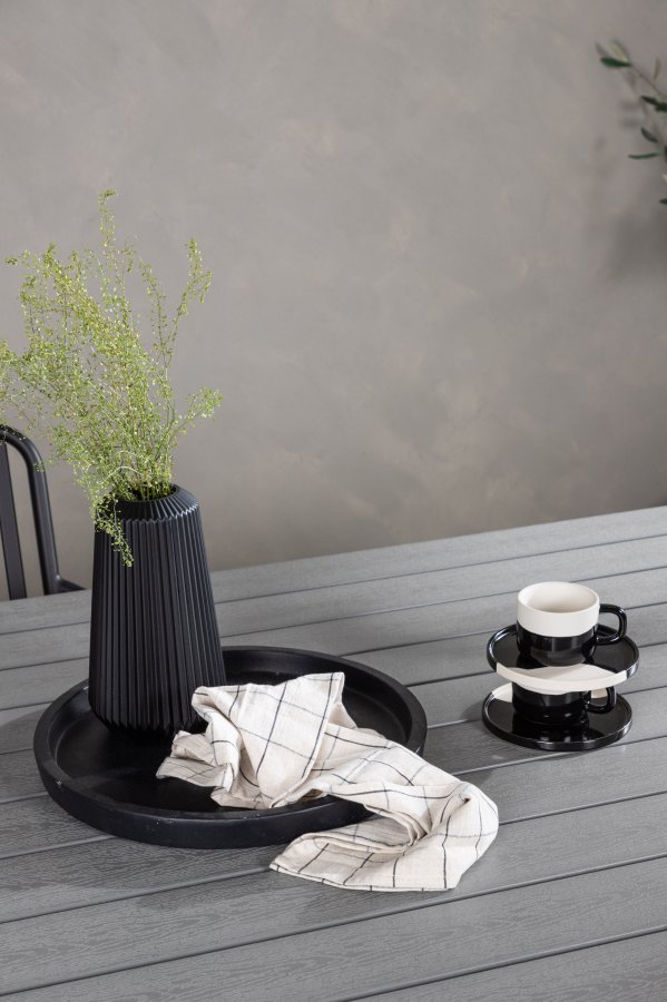 VENTURE DESIGN Garcia Gartentisch, rechteckig – hellgraues Aintwood und weißes Aluminium (100x200)