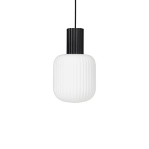 BROSTE COPENHAGEN Lolly loftlampe - hvid opal glas og sort aluminium