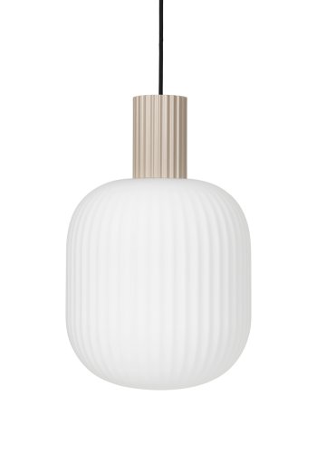 BROSTE COPENHAGEN Lolly taklampe - hvitt opalt glass og sandaluminium