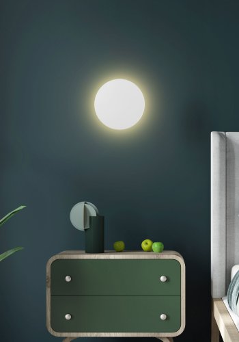 TK Luna vegglampe, rund - hvit metall