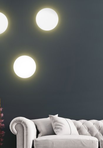 TK Luna vegglampe 300, rund - hvit metall