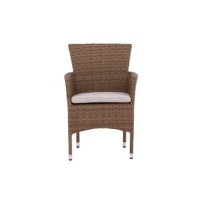 VENTURE DESIGN Malina havestol, m. armln og stofhynde - natur polyrattan og beige aluminium