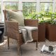 VENTURE DESIGN Malina hagestol, med armlener og stoffpute - naturlig polyrattan og beige aluminium