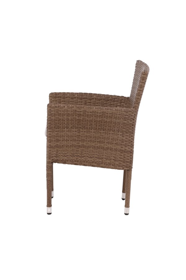 VENTURE DESIGN Malina hagestol, med armlener og stoffpute - naturlig polyrattan og beige aluminium