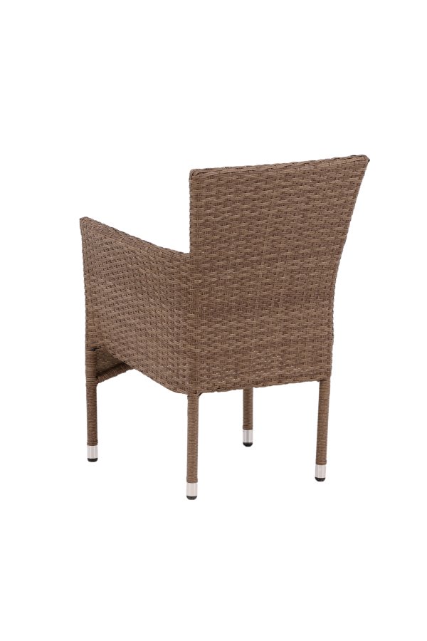 VENTURE DESIGN Malina hagestol, med armlener og stoffpute - naturlig polyrattan og beige aluminium
