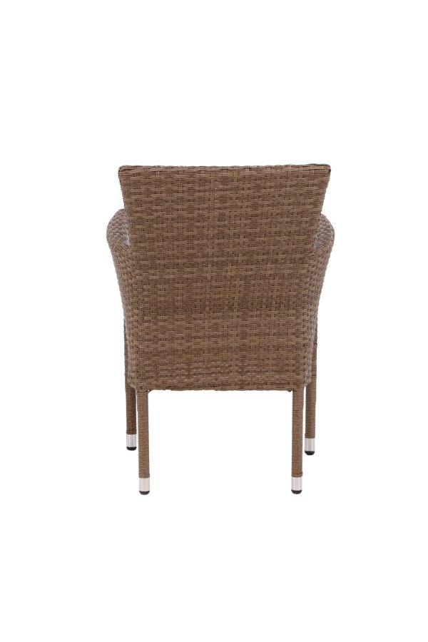 VENTURE DESIGN Malina hagestol, med armlener og stoffpute - naturlig polyrattan og beige aluminium