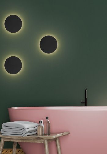 TK Luna vegglampe, rund - sort metall