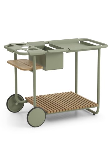 Santorini barbord, med brett S og L og L og flaskekjler - stvete olivengrnn aluminium (90,4x46,5)