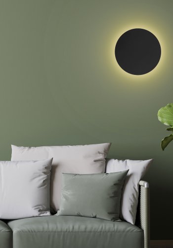 TK Luna vegglampe 300, rund - sort metall
