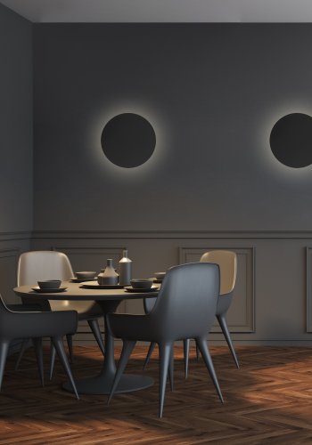 TK Luna vegglampe 300, rund - sort metall