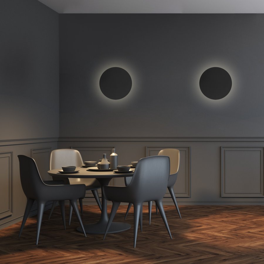 TK Luna vegglampe 300, rund - sort metall