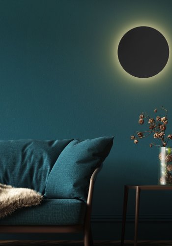 TK Luna vegglampe 400, rund - sort metall