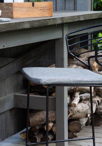 VENTURE DESIGN Milano udendrs barstol, m. rygln, fodsttte og gr stofhynde - sort stl