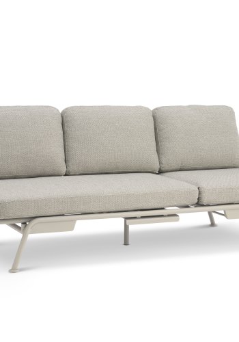 Santorini sofa, med puter - ekte stoff og ekte aluminium