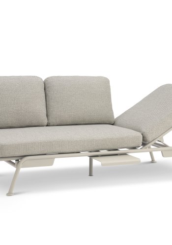 Santorini sofa, med puter - ekte stoff og ekte aluminium