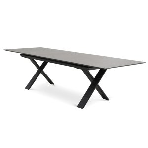 Elba havebord, m. 1 tillgsplade - gr keramik og sort aluminium (240(300)x100)