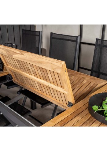 VENTURE DESIGN rektangulr Panama havebord m. udtrk - natur teaktr og sort aluminium 