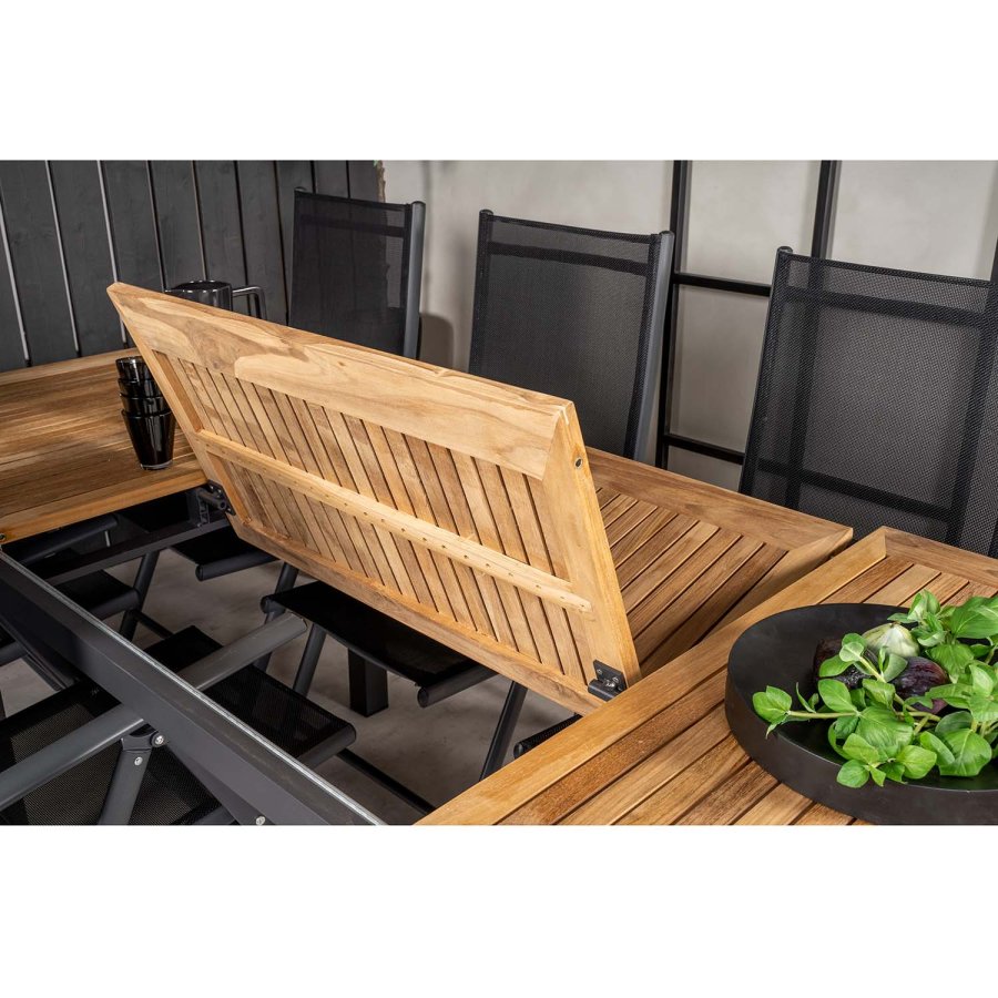 VENTURE DESIGN rektangulr Panama havebord m. udtrk - natur teaktr og sort aluminium 