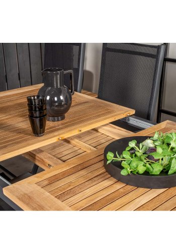 VENTURE DESIGN rektangulr Panama havebord m. udtrk - natur teaktr og sort aluminium 