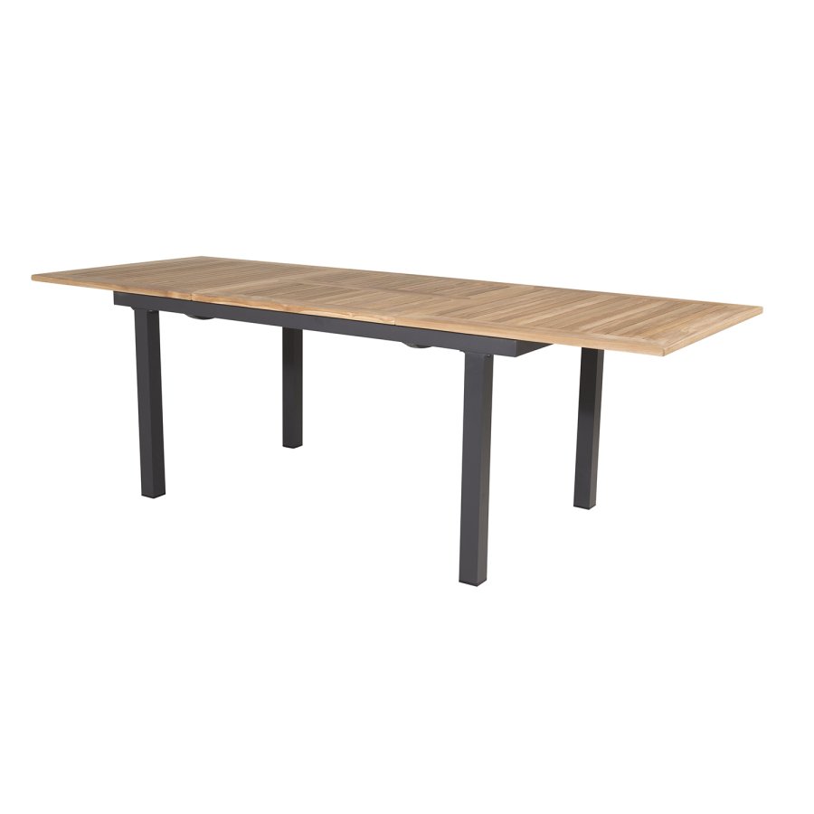 VENTURE DESIGN havest, m. Panama bord, m. udtrk og 4 Lindos stole - natur teak/sort alu/sort reb