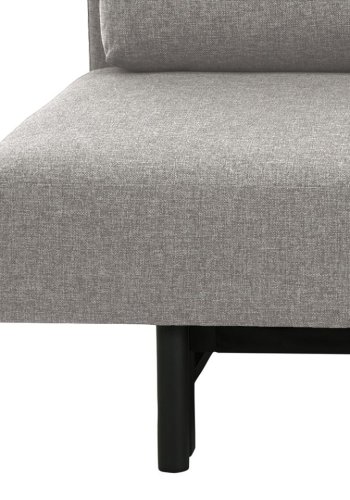 ACT NORDIC Malling bddsoffa, med utdragbar sng och 2 kuddar - ljusgrtt tyg och svart stl