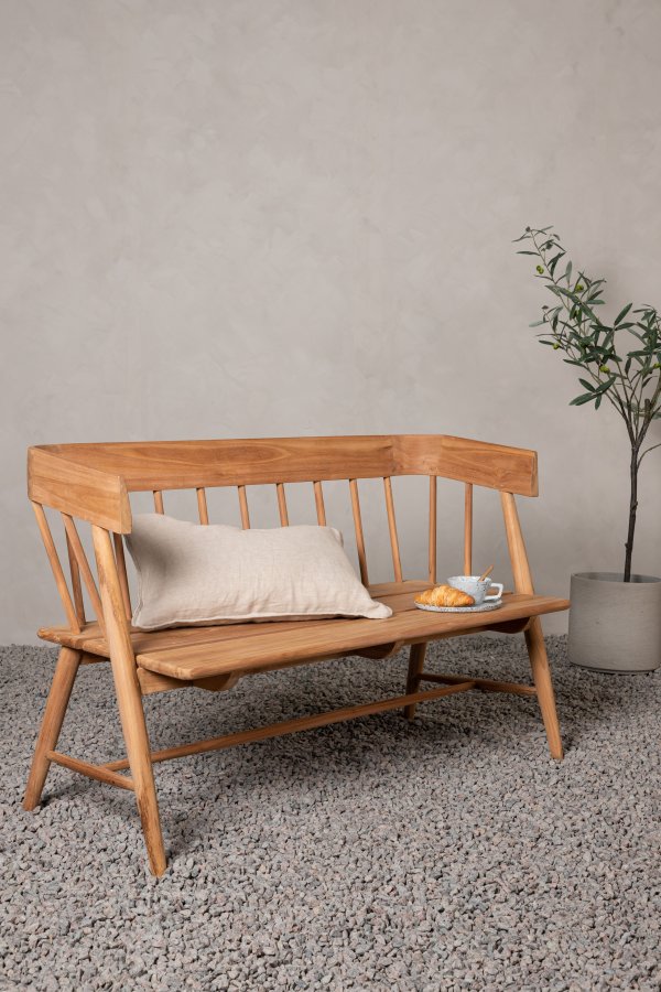 VENTURE DESIGN Split havebnk, m. rygln og armln - natur teaktr (132x58)