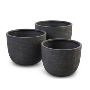 Kaktus udendrs potte, rund - antracitgr fibercement (80/90/100) (st med 3)