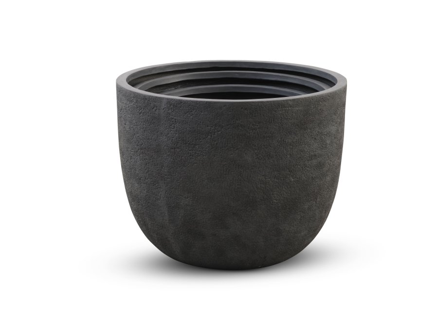 Kaktus utendrspotte, rund - antrasittgr fibersement (80/90/100) (sett med 3)