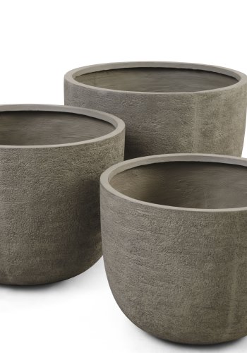 Kaktus utendrspotte, rund - gr fibersement (80/90/100) (sett med 3)