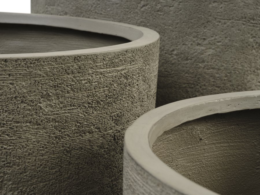 Kaktus utendrspotte, rund - gr fibersement (80/90/100) (sett med 3)