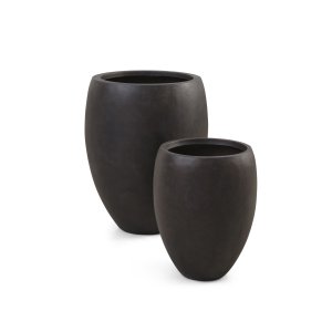 Dahlia udendrs potte, rund - brun fibercement (46/67) (st med 2)